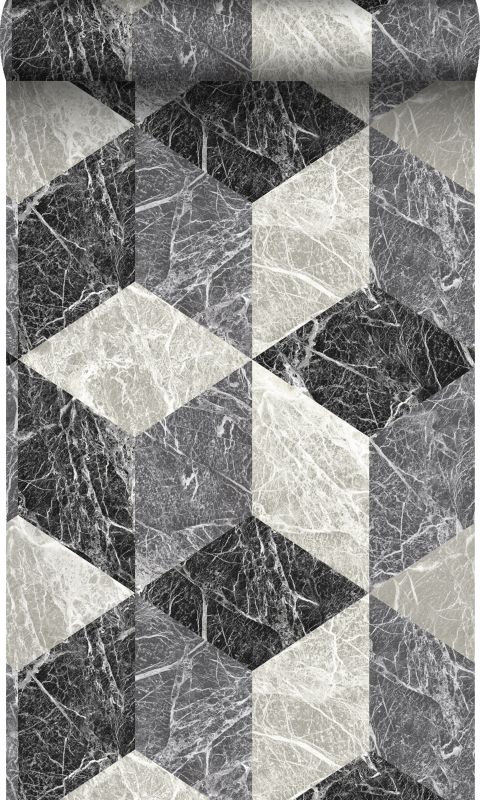 Tapeta Origin Wallcoverings Motyw marmuru 3D czarnymIszarym 53 cm x 10.05 m - 1 rol.