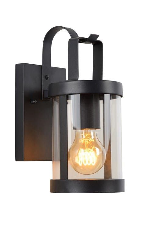Kinkiet ścienny zewnętrzny Lucide Lindelo czarno-transparentny 1 x E27 x 60W IP23 wym: 26,3 x 11,5 x 16 cm - 1 szt.