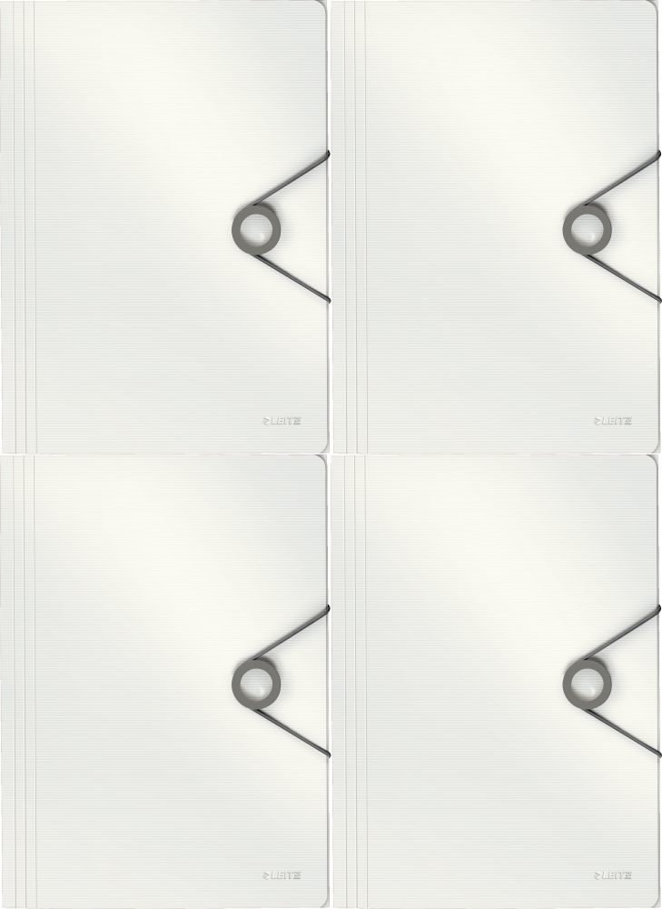 4x Teczka na dokumenty Leitz Solid, z gumką, A4, PP, 15mm, biały