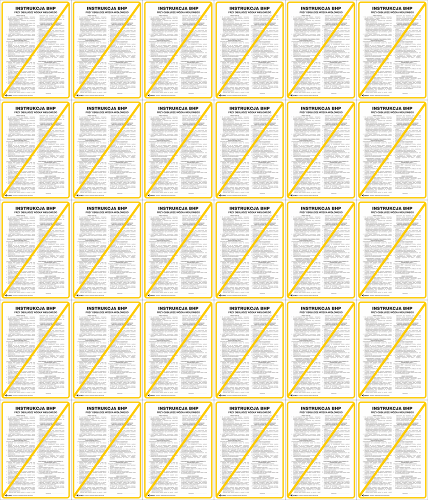 40x Tabliczka informacyjna Instrukcja BHP przy obsłudze wózków widłowych Anro, 25x35cm