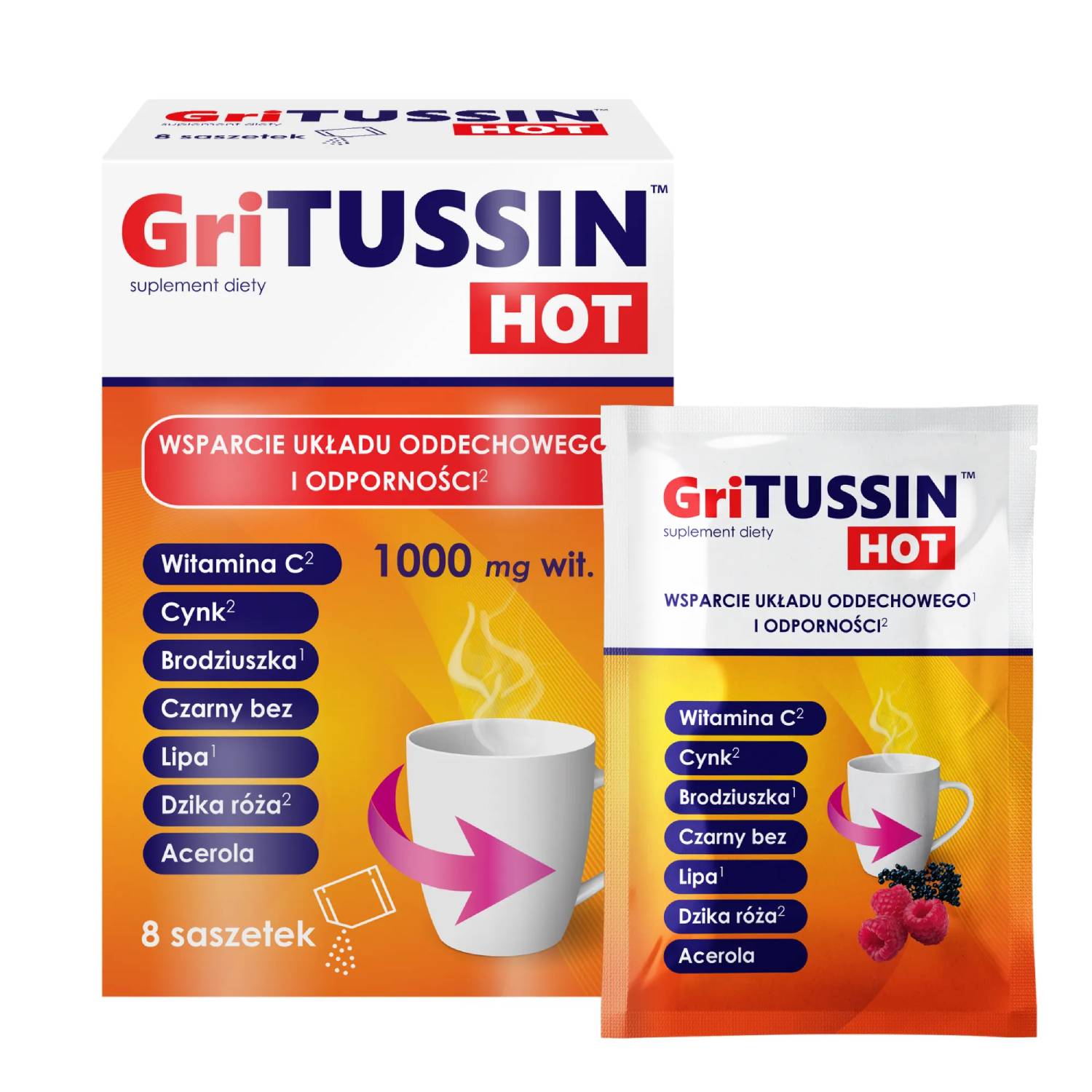 Domowa apteczka gritussin hot, 8 saszetek