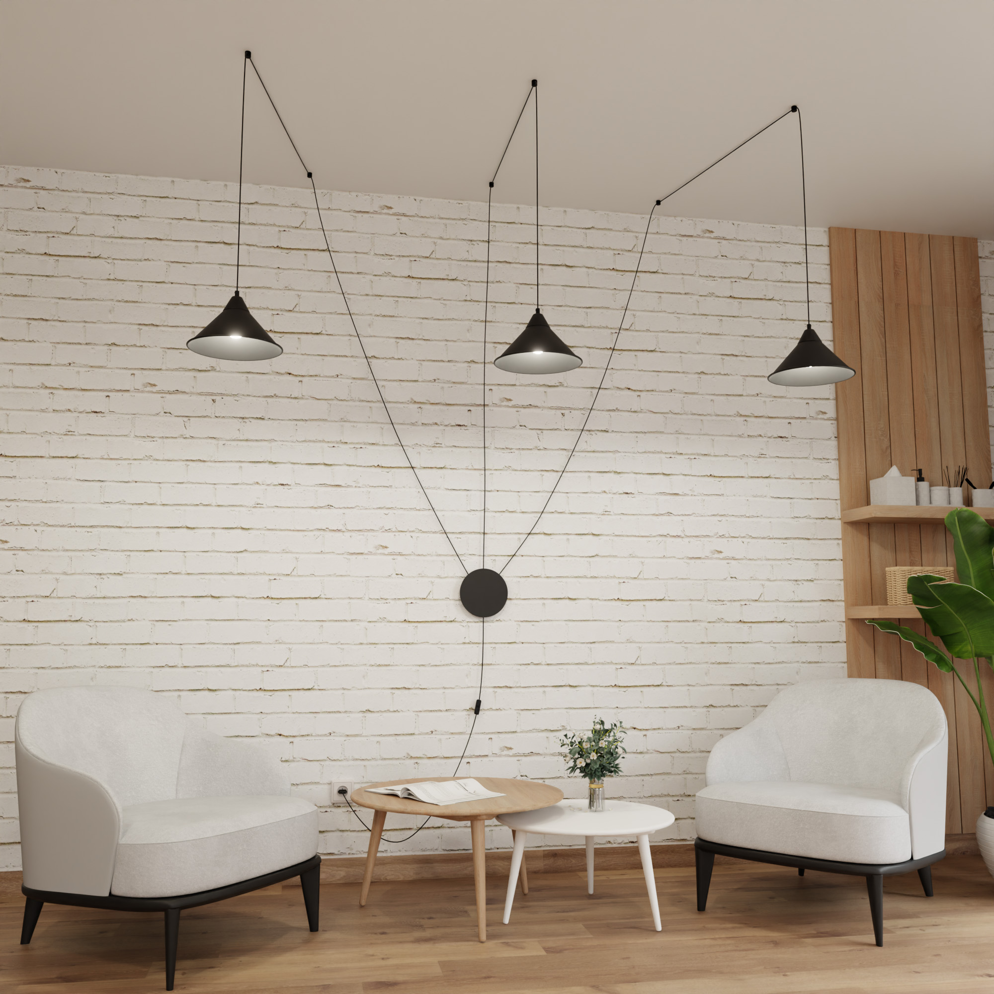 Emibig Abramo lampa wisząca 3x15 W czarna 160/3
