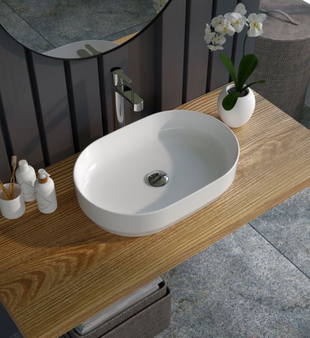 Ravak Zeta Slim umywalka 55x37 cm owalna nablatowa biała XJX01155007