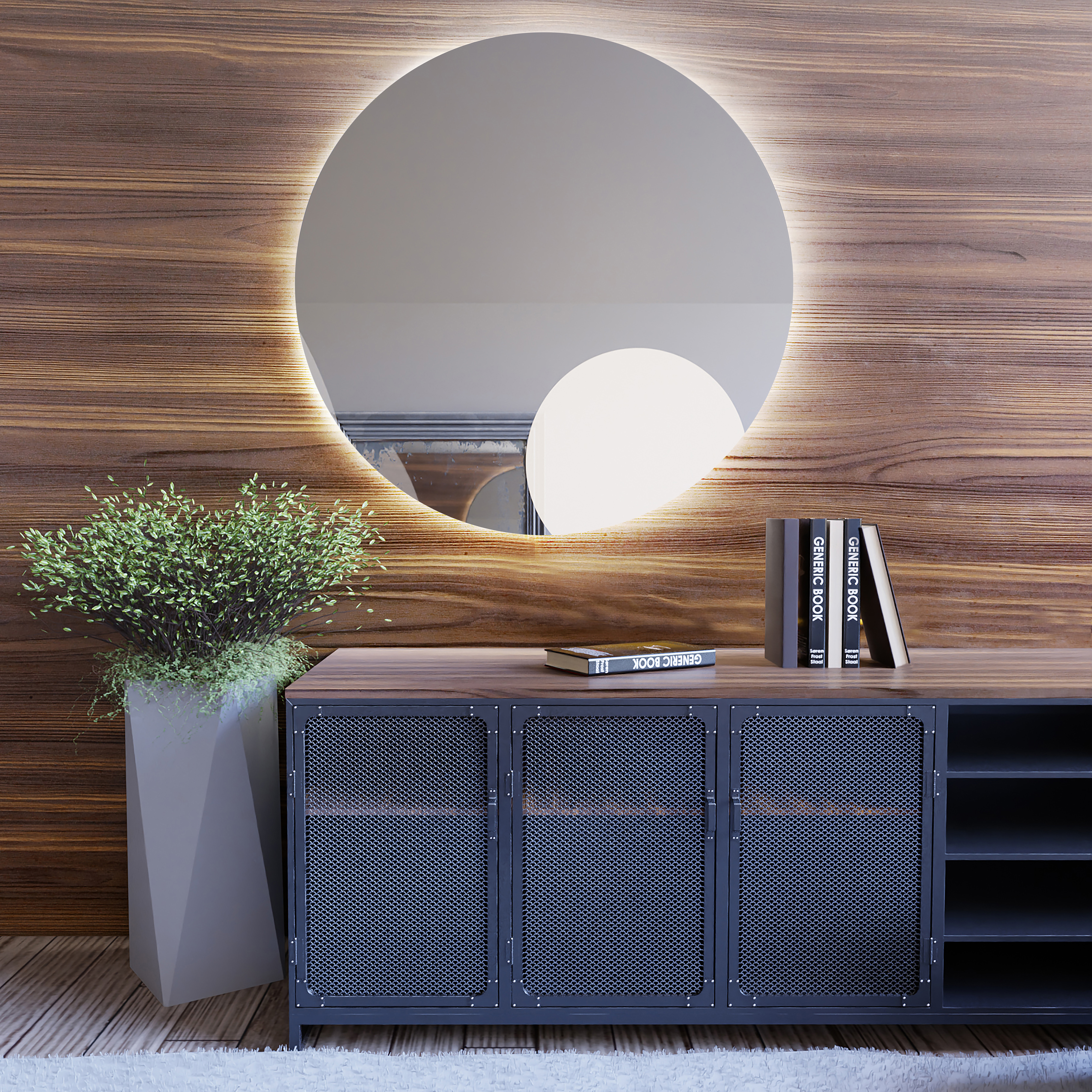 Baltica Design Bright lustro 90x90 cm barwa ciepła z włącznikiem bezdotykowym