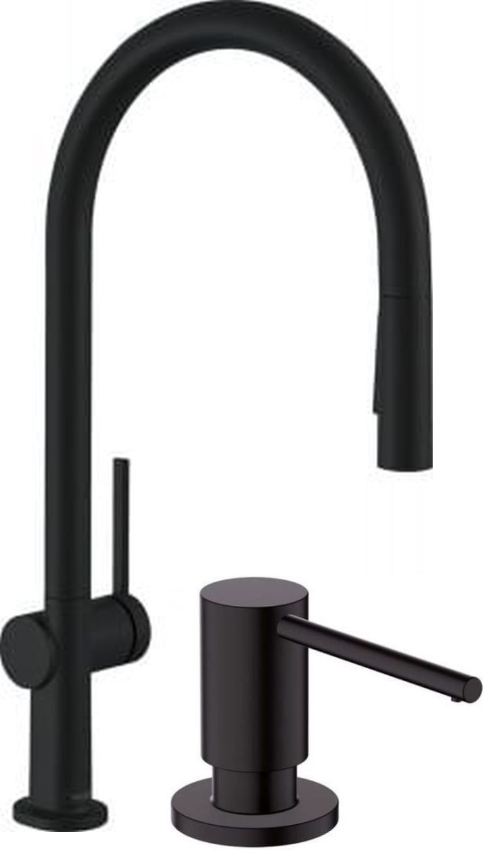 Zestaw Hansgrohe Talis M54 bateria kuchenna stojąca z dozownikiem do płynów A41 czarny mat (72801670, 40438670) - Wysyłka w 24h