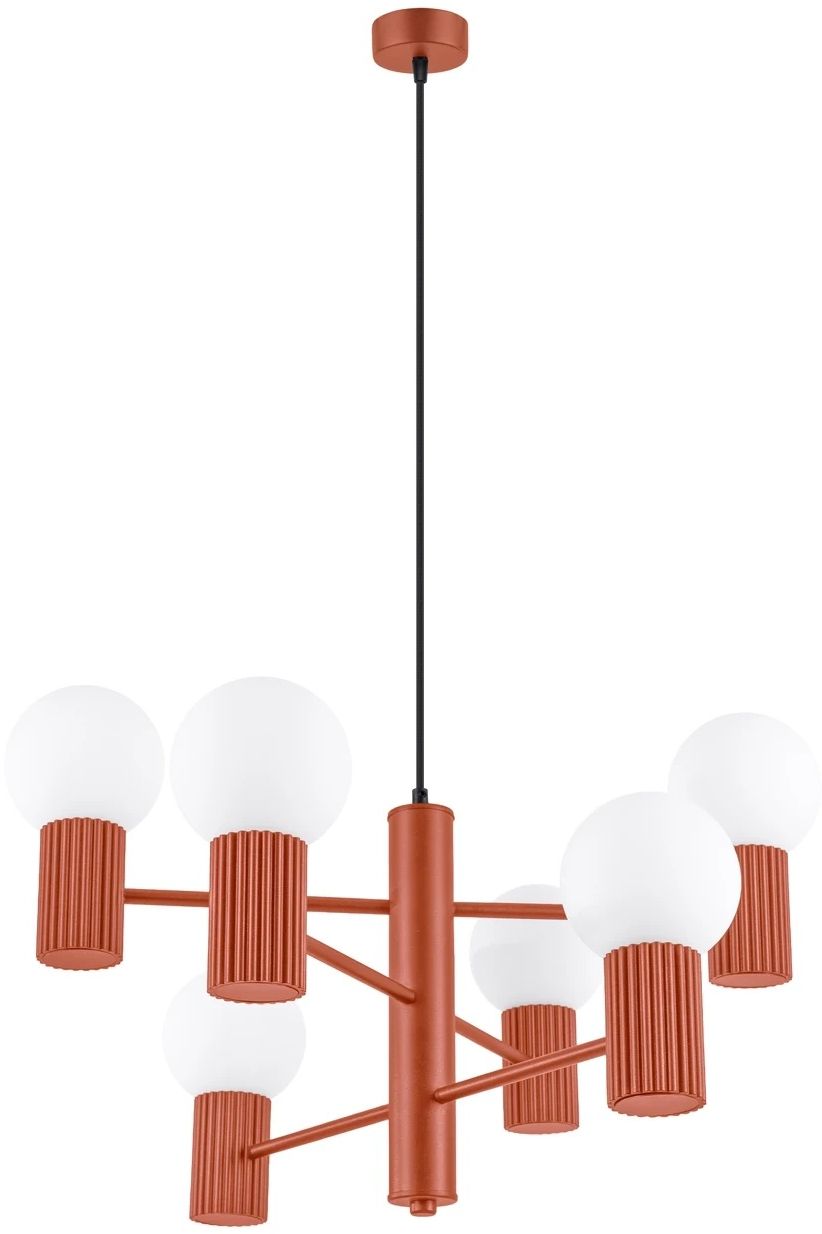 Darmowa Dostawa - Lampa wisząca 6x8 W czerwona Sollux Lighting Halo SL1833