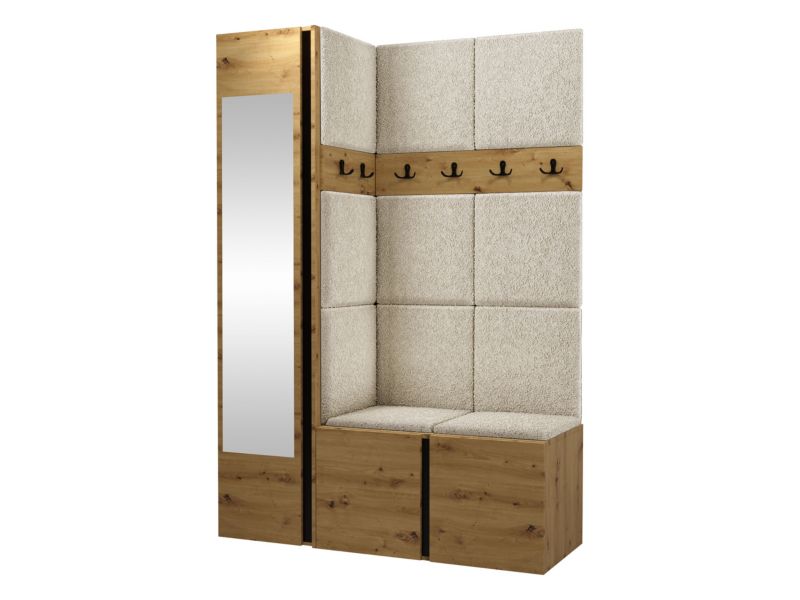 Garderoba MIRJAN 24 Orion X dąb artisan/czarny + beżowa bukla 1 kpl.