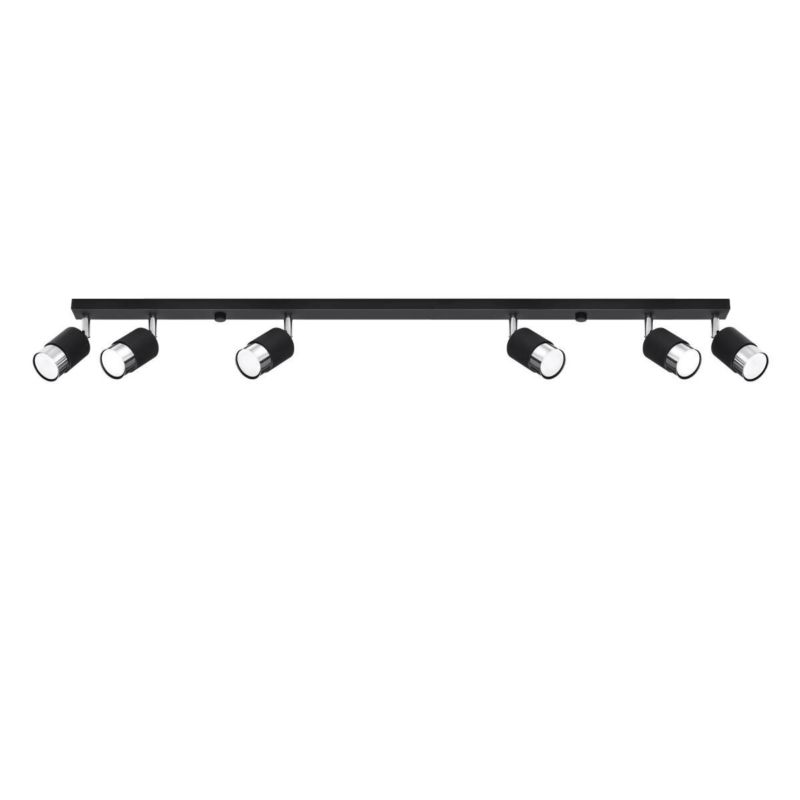 Lampa sufitowa Sollux Lighting Nero czarna-chromowana 6 x GU10 x 10W wym: 18 x 5 x 117 cm - 1 szt.