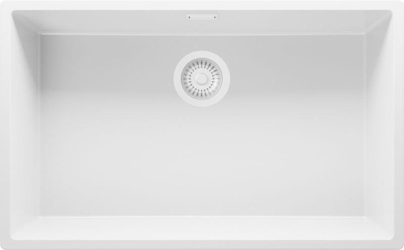Zlewozmywak podblatowy Londyn PRIMAGRAN 76x47cm do szafki od 80cm, Cały Biały + Syfon, S484, 1 szt.