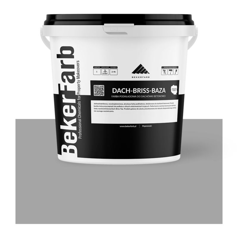 Podkładowa Farba na Dach do Dachówki Betonowej Bekerfarb Szare Aluminium 10l 1 szt.
