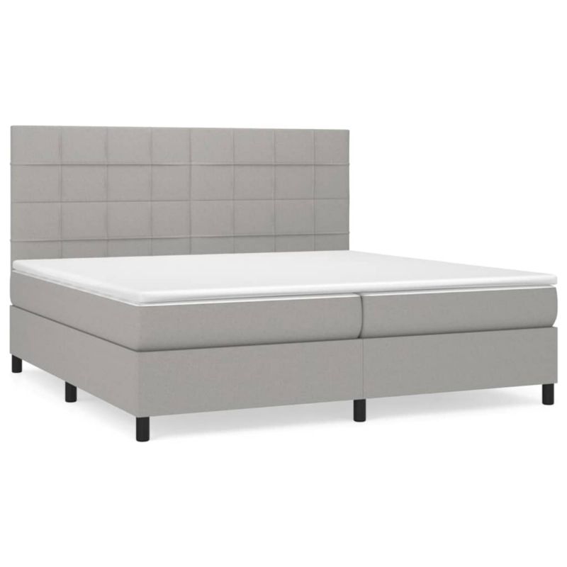 Łóżko z materacem WaszeMeble 200x220 cm Jasnoszary tkanina WM-3141801 1 szt.