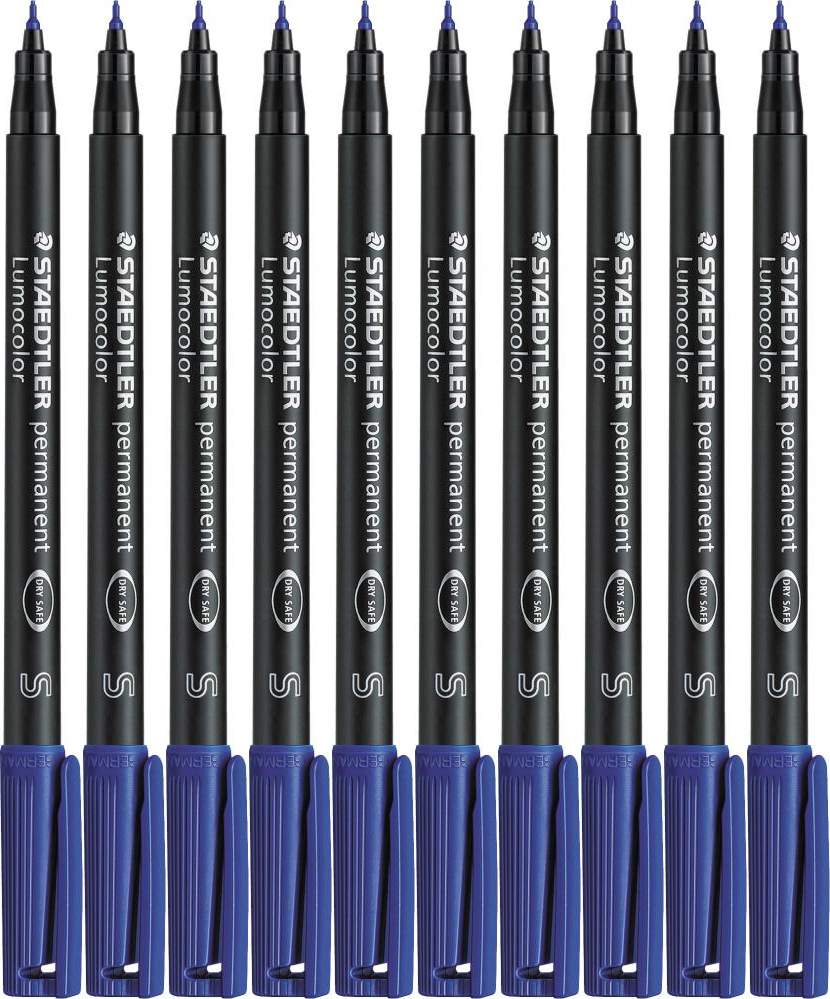 10x Foliopis Staedtler Lumocolor, okrągła, 0.4 mm (S), niebieski