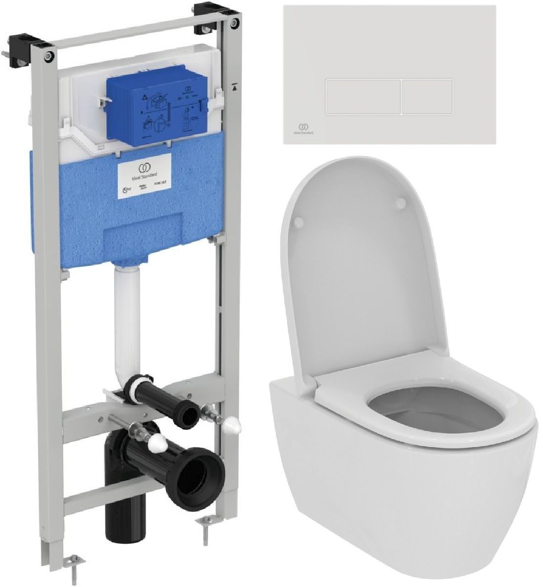Zestaw Ideal Standard i.Life O combi-Pack miska WC z deską wolnoopadającą i stelaż podtynkowy z przyciskiem spłukującym białym ... - Wysyłka w 24h