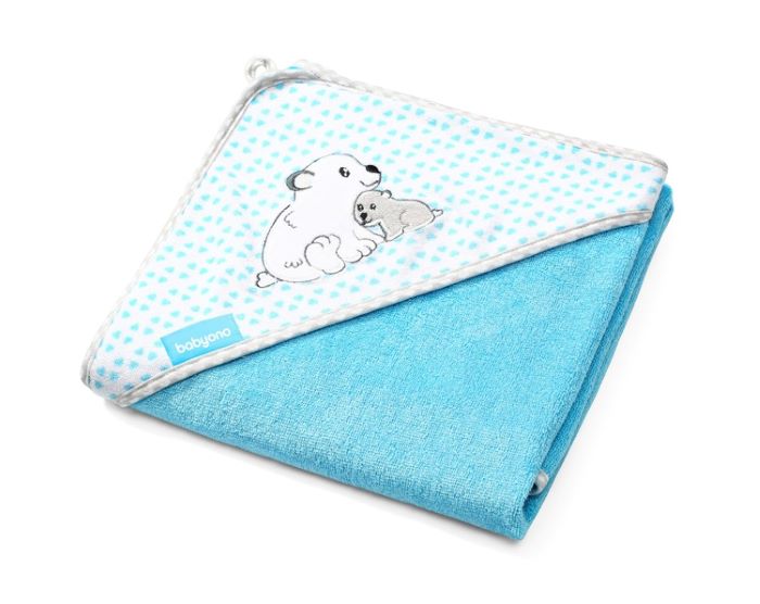Baby Ono Okrycie kąpielowe bambusowe z kapturkiem – ręcznik kąpielowy 100x100 cm - 346-02 Niebieski