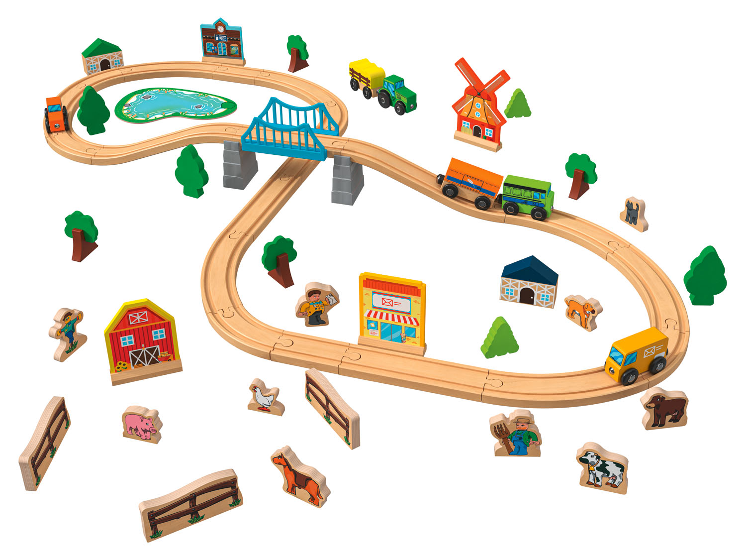 Playtive Drewniana kolejka Miasto lub Farma Farma