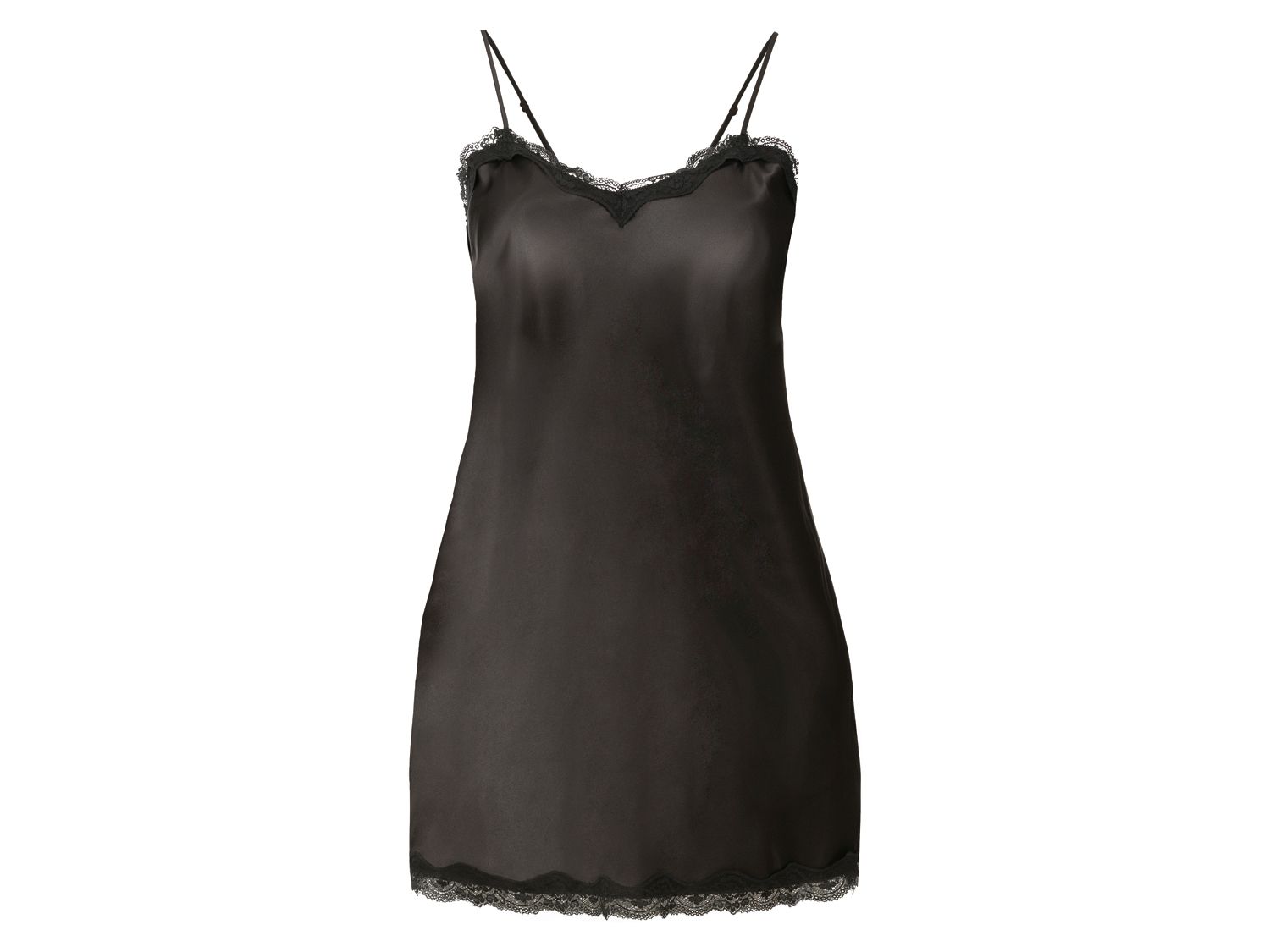 Esmara Lingerie Damska satynowa koszula nocna XL Czarny, 50