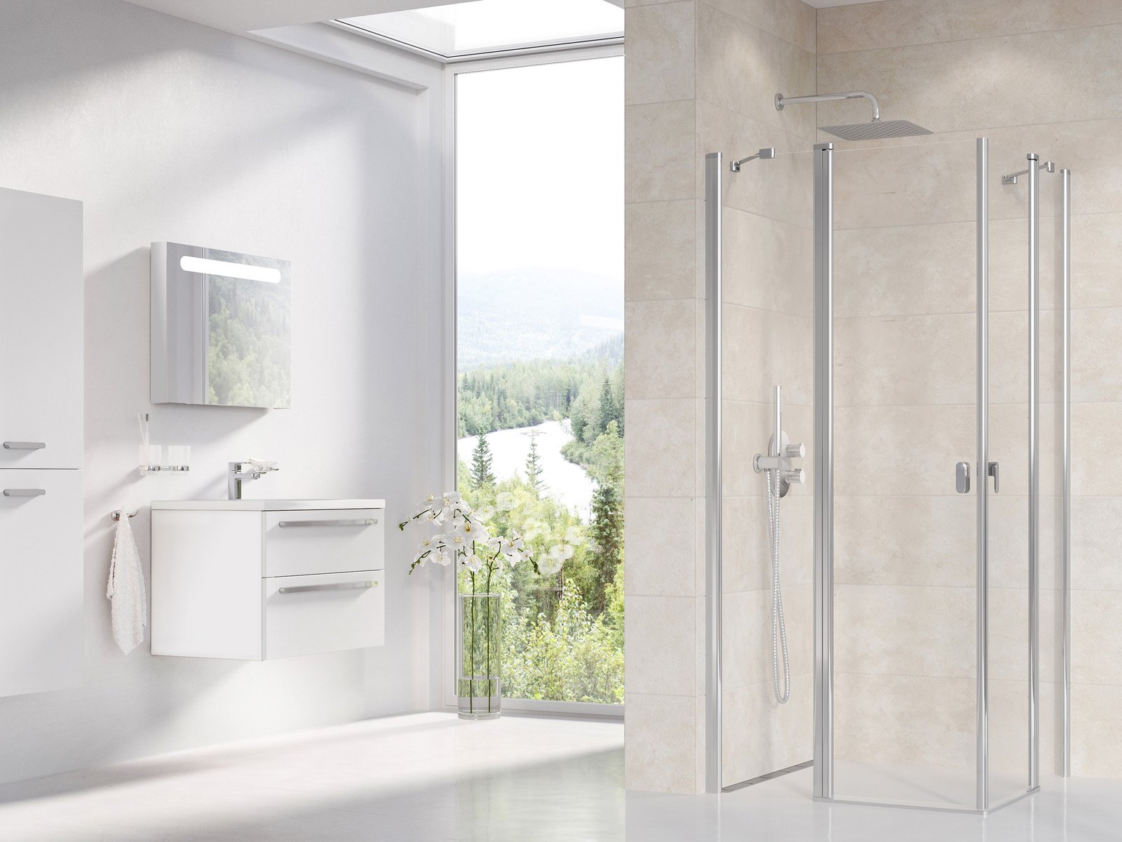 Darmowa Dostawa - Drzwi prysznicowe 80 cm uchylne aluminium połysk/szkło przezroczyste Ravak Chrome 1QV40C00Z1