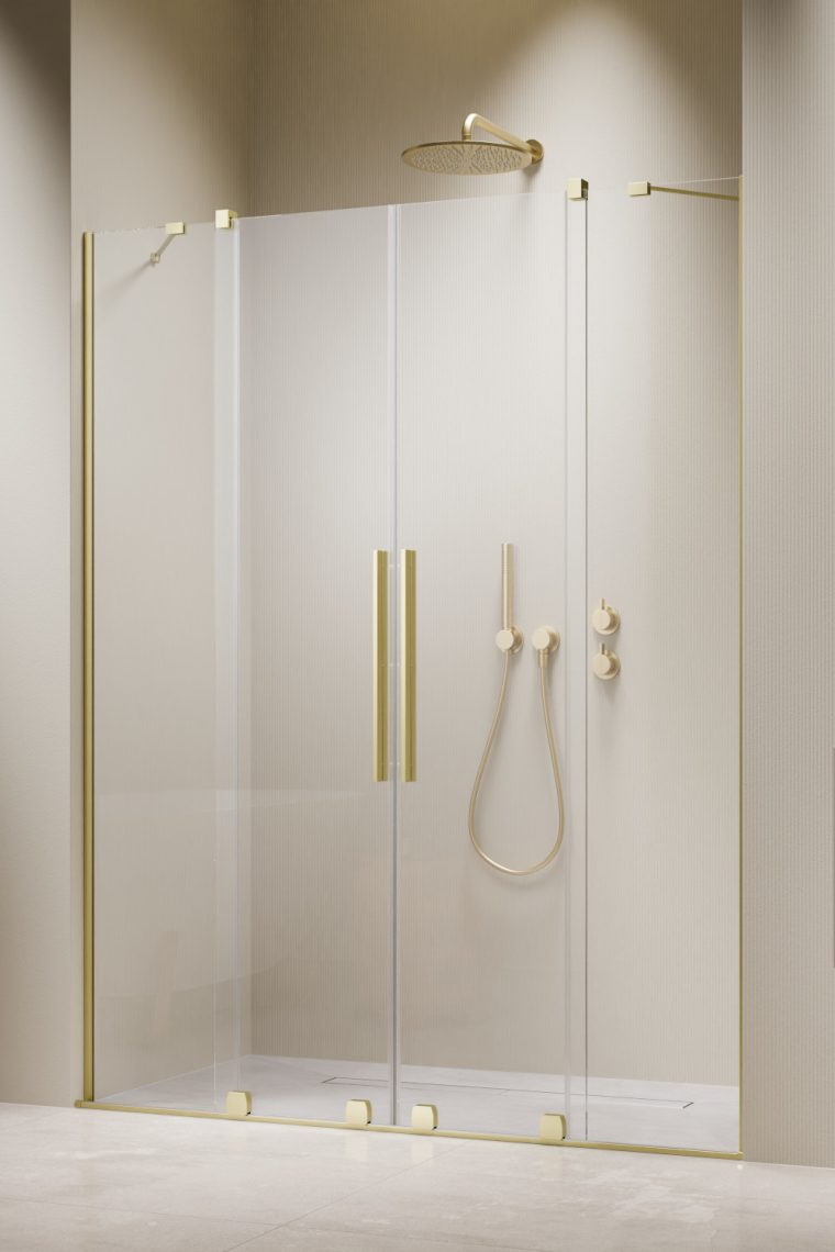 Darmowa Dostawa - Drzwi prysznicowe 41.3 cm rozsuwane złoty szczotkowany/szkło przezroczyste Radaway Furo Brushed Light Gold DWD 101084139801