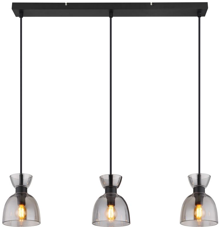 Darmowa Dostawa - Lampa wisząca 3x40 W czarna-przydymiona Globo Lighting Massey 15769S3