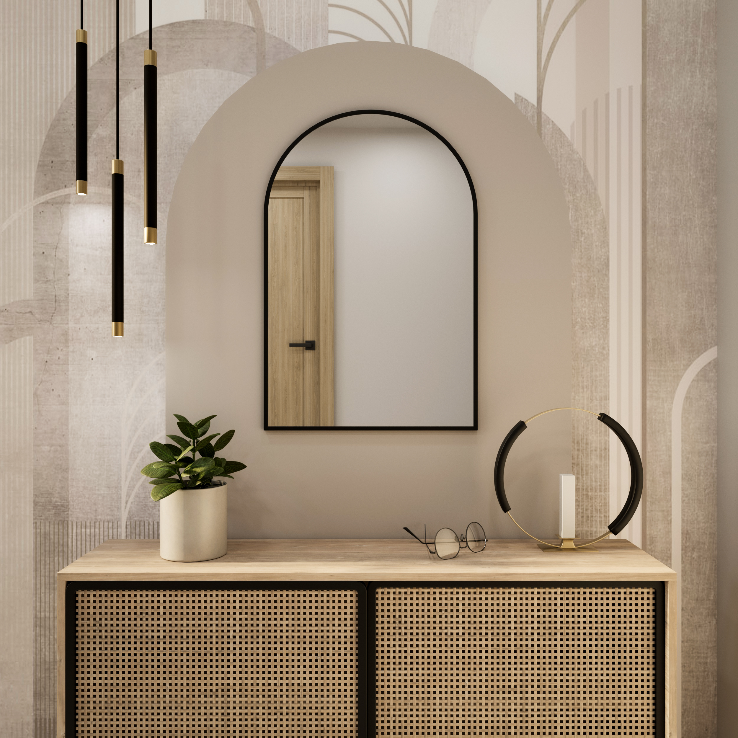 Darmowa Dostawa - Lustro 60x180 cm czarny Baltica Design Tiny Border Pastille Cut 5904107924793