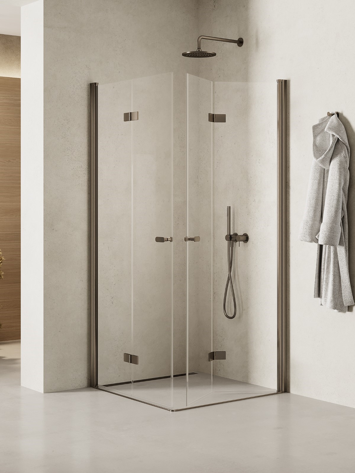 Darmowa Dostawa - Kabina prysznicowa 80x70 cm prostokątna grafitowy szczotkowany/szkło przezroczyste New Trendy New Soleo Gunmetal Brushed K2245