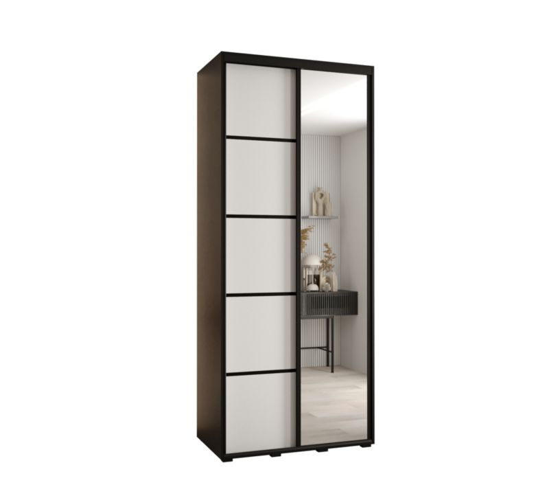 Szafa przesuwna Abiks DAVOS 5 wysoka szer.110cm gł.60cm czarny/biały/czarny 1szt.