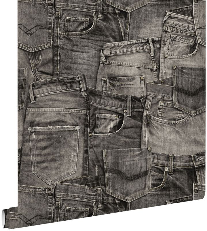 Tapeta ESTAhome dżinsowa czarnym 53 cm x 10.05 m - 1 rol.