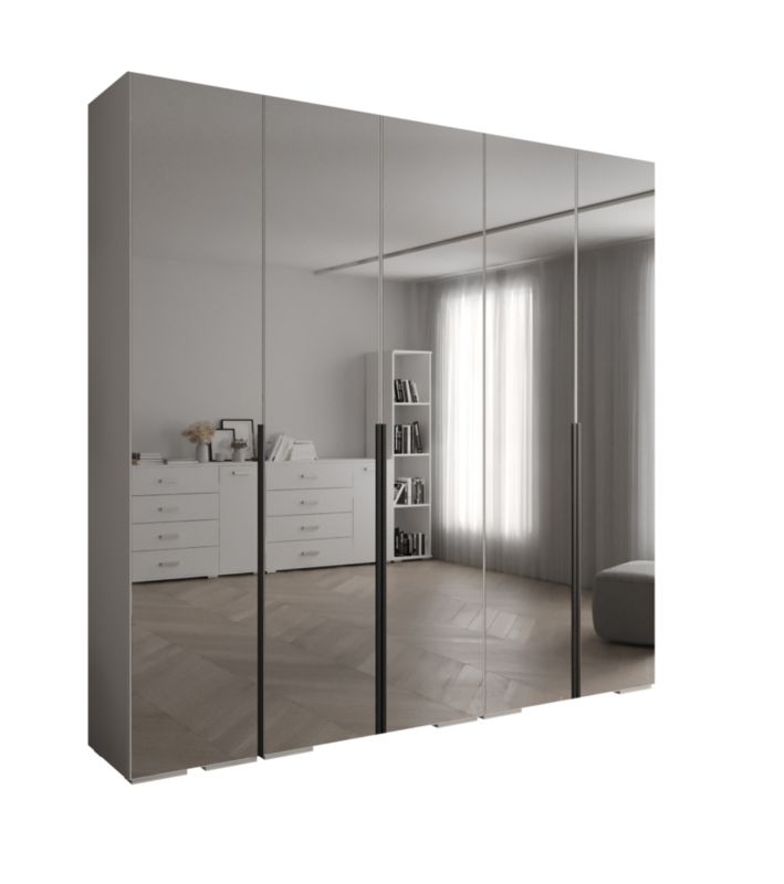 Szafa uchylna Abiks INOVA lustro wz.1 szer.250cm (biały/czarny)