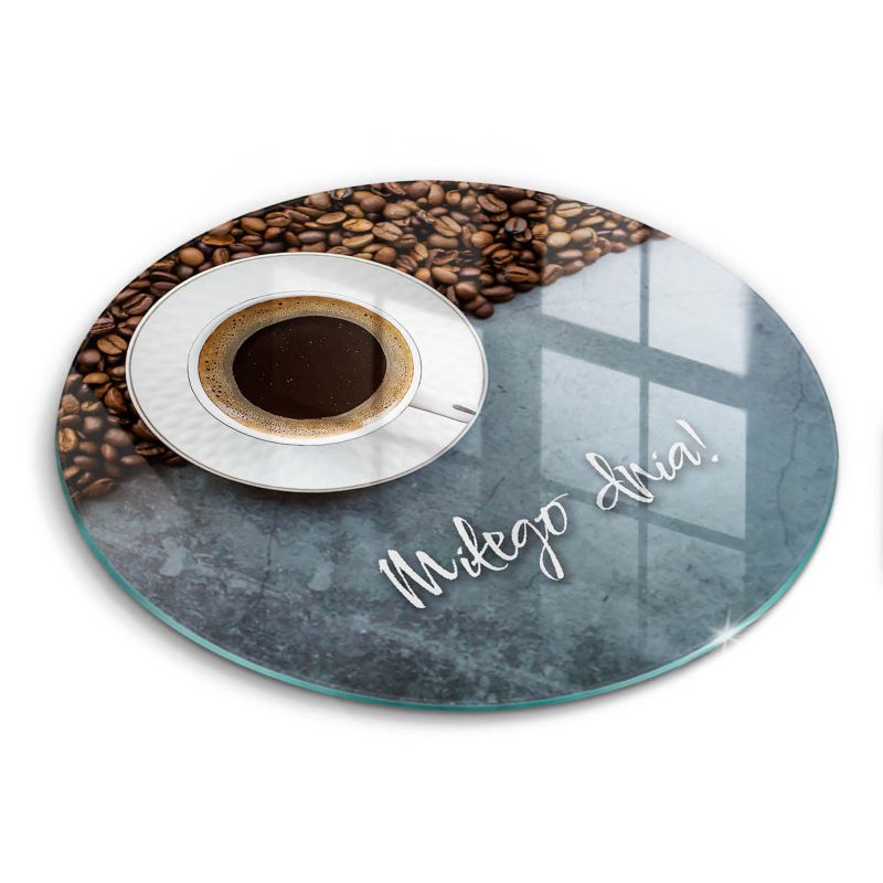 Szklana deska do krojenia Wallfluent fi40 cm Filiżanka kawy, Miłego dnia 1 szt.