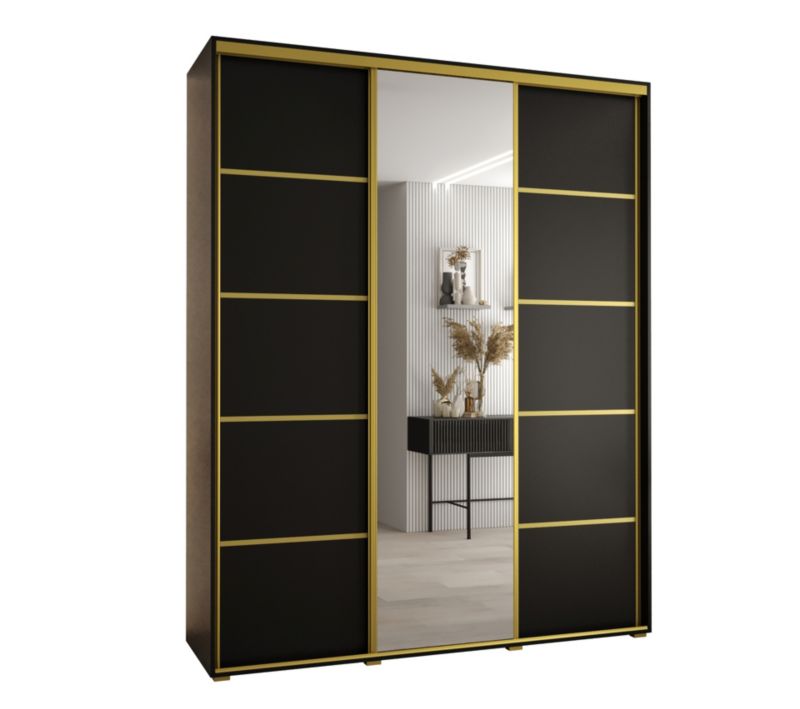 Szafa przesuwna Abiks DAVOS 5 wysoka szer.200cm gł.60cm czarny/czarny/złoty 1szt.