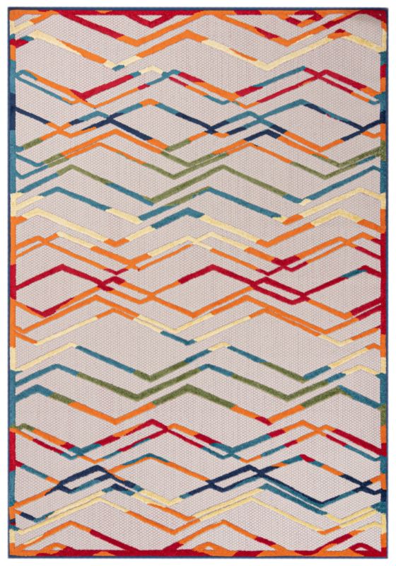 Dywan Zewnętrzny / Wewnętrzny Płaskotkany Aventura ED02A prostokąt Mazovia 140x 200 cm kolorowy motyw geometryczny,paski 1 szt.