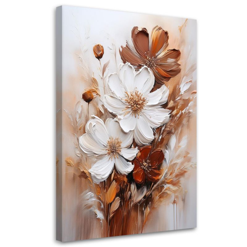 Obraz do salonu Feeby Białe Kwiaty na beżowym tle 60x90cm 1szt
