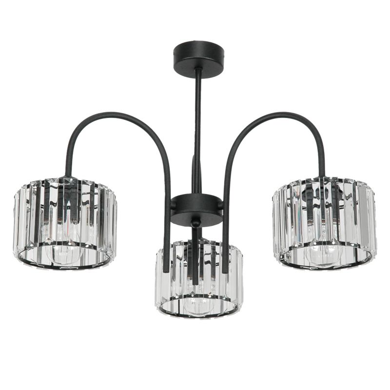 Lampa wisząca EDYLIT żyrandol kryształkowe klosze czarna glamour 3xE27 sufitowa HOSE 15-112 1 szt.
