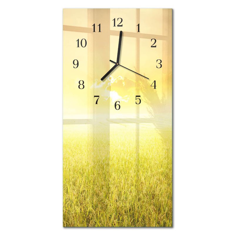 Zegar Ścienny Cichy Mechanizm Tulup 30x60 cm z Czarnymi Wskazówkami Niwa 1 szt.