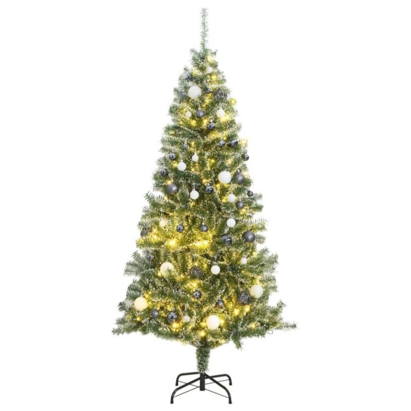 Choinka sztuczna VidaXL z 300 LED, bombkami i śniegiem 210 cm zielony 1 szt.