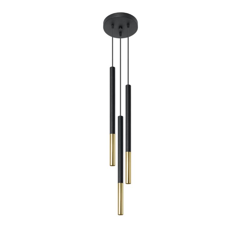 Lampa sufitowa wisząca Sollux Lighting Mozaica 8939 czarna-złoto szerokość 15 cm 3xG9 x 12W 1 szt.