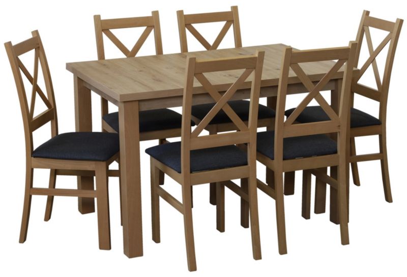 Komplet stół 150/190x80 z 6 krzesłami Bonni M018-6 Dąb Artisan 1 kpl.