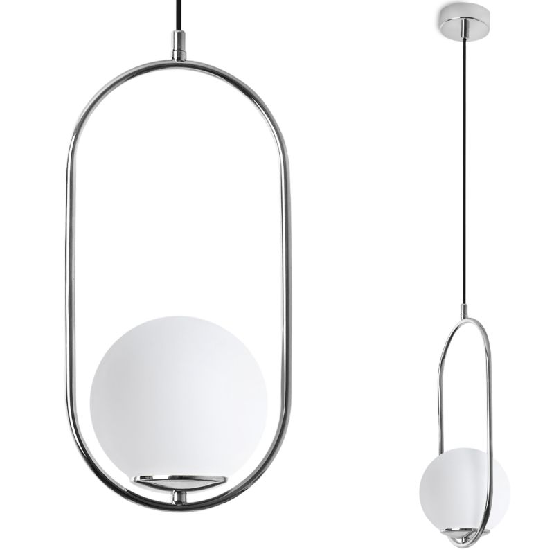 Lampa sufitowa wisząca Light Home LH Luna 1x E14 biały/czarny/chrom 1szt.