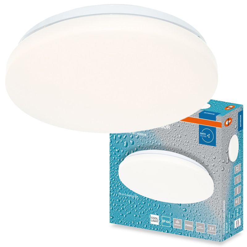 Plafon LED Osram Lampa Sufitowa Łazienkowy Oprawa Natynkowa Czujnik Dźwięku i Światła 18W 1440lm 4000K Okrągły Biały IP44 1 szt.