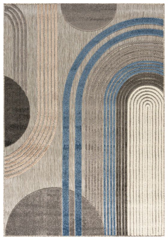 Dywan zewnętrzny/wewnętrzny geometryczny Fano Notte Mazovia 160x230cm wodoodporny na balkon, taras, grafitowy, szary 1 szt.