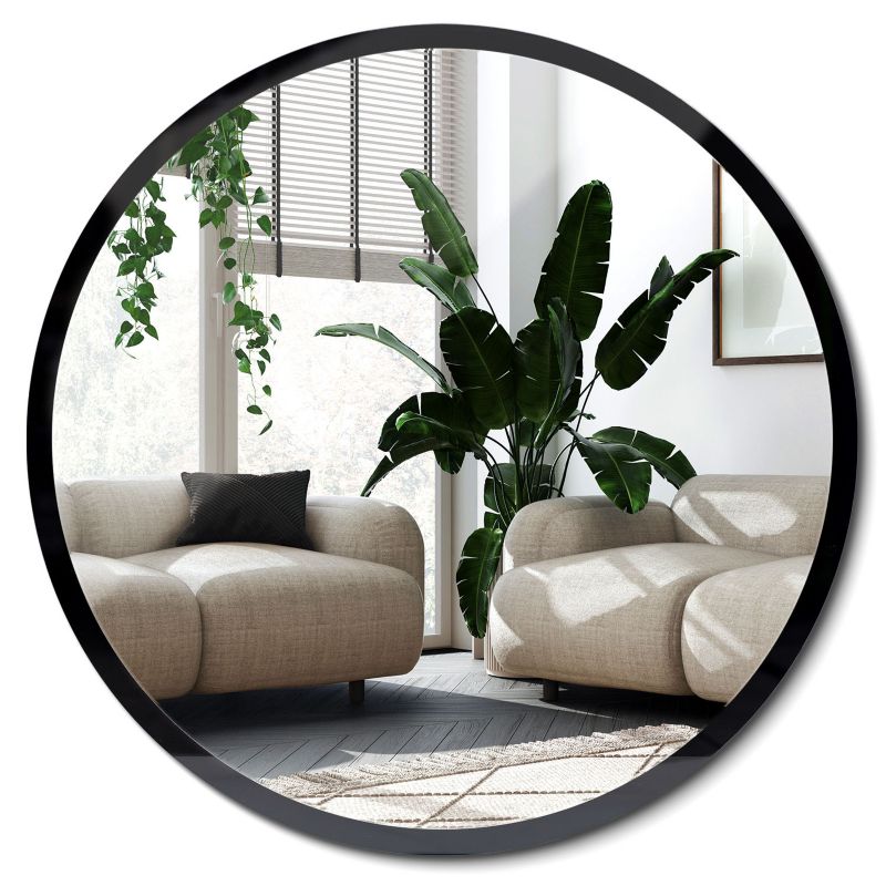 Lustro Okrągłe Łazienkowe Wallfluent 90 cm w Czarnej Ramie 1 szt.