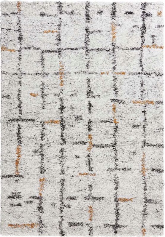 Dywan Mint Rugs shaggy do salonu 80x150cm, kremowe miękki włosie z wzorem boho 1 szt.