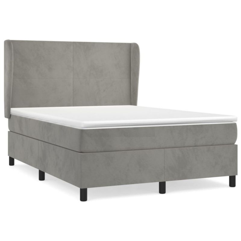 Łóżko kontynentalne WaszeMeble 140x190 cm jasnoszare WM-3129087 1 szt.