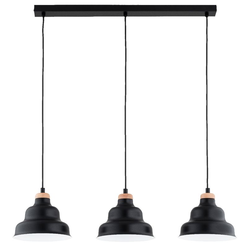Lampa wisząca Alfa BAŁWANEK czarna-jasne drewno-biała 3xE27x15W IP20 wym:90x84x21,5cm - 1 szt.