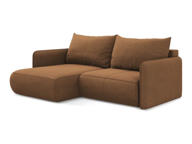 Narożnik lewostronny z funkcją spania LaMiaSofa PALERMO z tkaniny strukturalnej 207x148 cm terakota 1 szt.