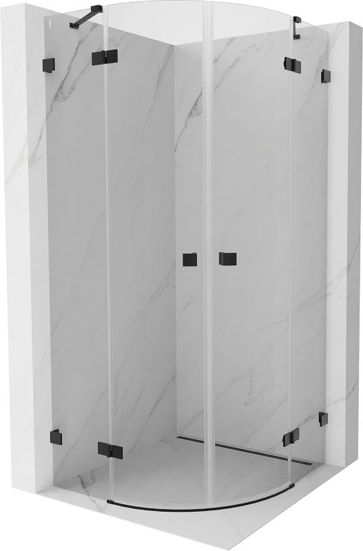 Kabina prysznicowa Mexen Lunar półokrągła uchylna 100 x 100 cm transparent czarna 1 szt.