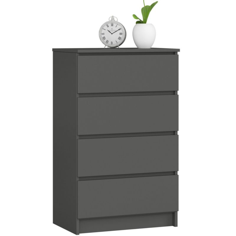 Komoda Akord K60 Grafit Szary 60 cm 4 szuflady kolor Grafit Szary mat 60x40x99 cm 1 szt.