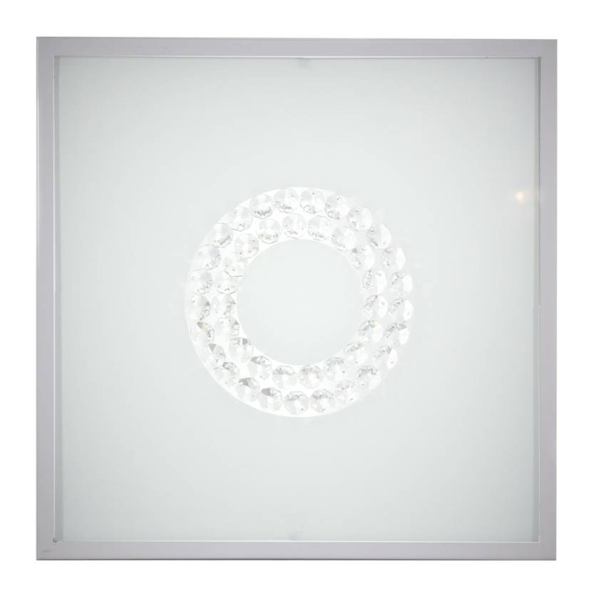 Biały plafon sufitowy LED 29x29 cm do salonu TOP srebrny ring
