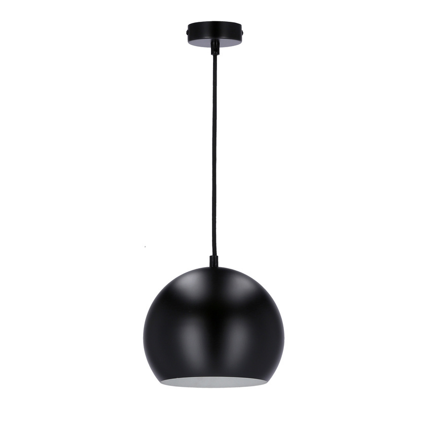 Czarna lampa wisząca do salonu i jadalni FLEN metal-drewno