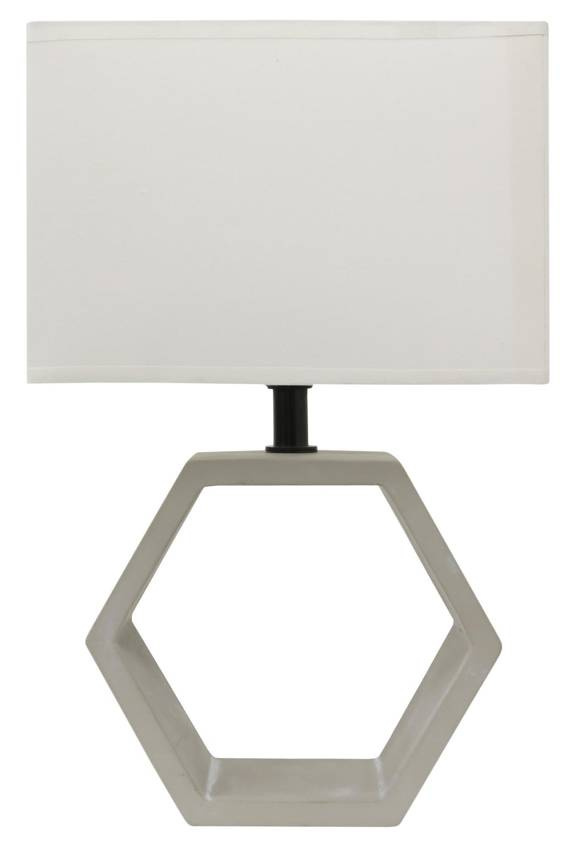 Beżowa lampa stołowa do salonu VIDAL beton tkanina